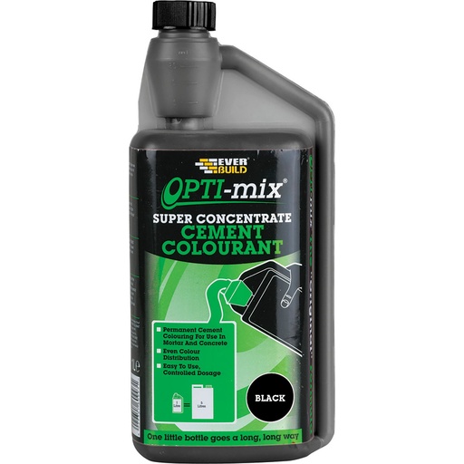 [PTG276.00050] EVERBUILD OPTI-MIX CEMENT COLOURANT, Ultra-Concentrated Cement Pigment, Interior & Exterior, Black, 1 L