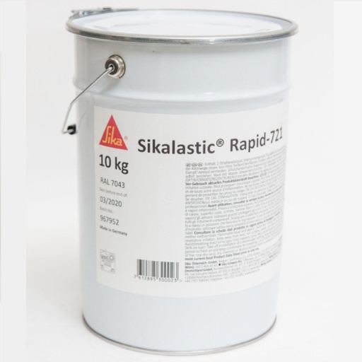 [PTG259.00165] Sikalastic Rapid-721 Thixo, Rezina de hidroizolatie PMMA flexibila cu intarire rapida pentru detalii, Exterior, RAL 7043 (Gri inchis), 10.2 Kg