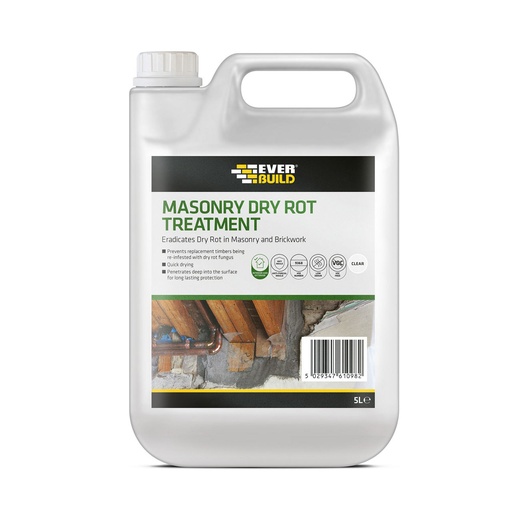 [PTG257.00078] EVERBUILD Lumberjack Masonry Dry Rot Treatment, Dry Rot Eradication Treatment, Interior & Exterior, Yellow, 5 L