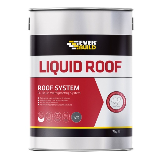 [PTG255.00030] Everbuild Liquid Roof, Ready-to-use All-weather Roofing System, Exterior, Grey, 7 Kg