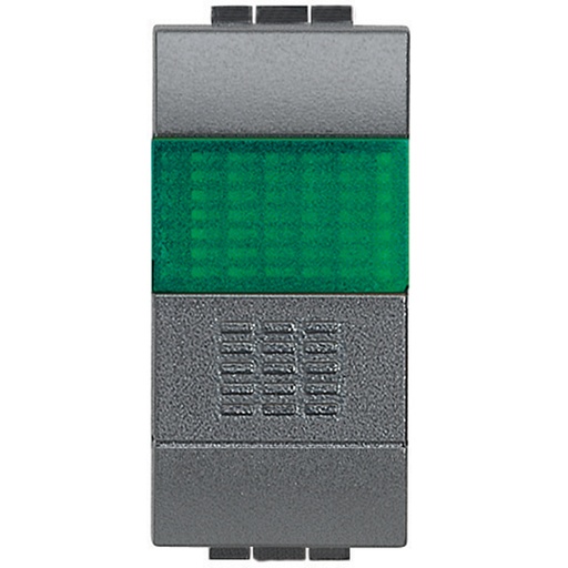 [PTG264.01057] BTICINO L4038V, Button with Green Indicator 10A, 250V Living Light Anthracite