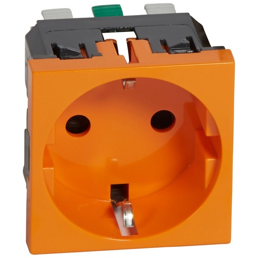 [PTG229.00430] LEGRAND 077217, Simple Multi Socket, 2P+E Automatic Terminals, 2 Modules, Antimicrobial Orange