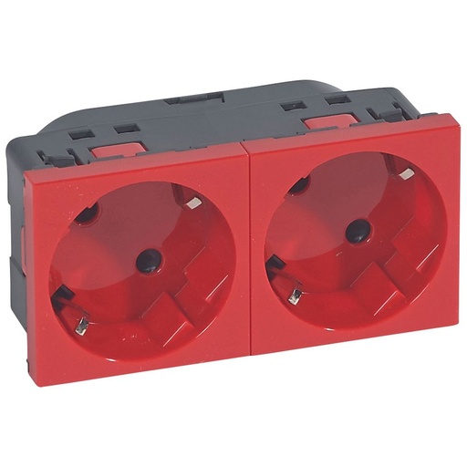 [PTG229.00441] LEGRAND 077272, Multi Socket, support Socket, 2 x 2P+E Automatic Terminals, Red