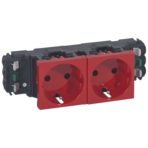 [PTG229.00455] LEGRAND 077412, Mosaic Socket, Automatic Terminal Connection, 2 x 2P+E, 4 Modules, Red