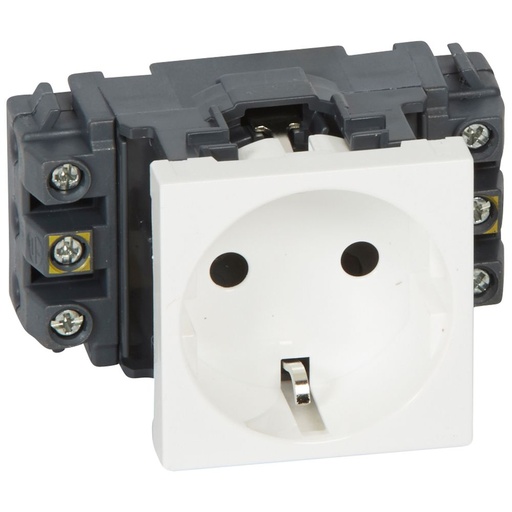 [PTG229.00472] LEGRAND 077601, Mosaic Socket, 2P+E, Connection with Side Screw Terminals, Standard, White