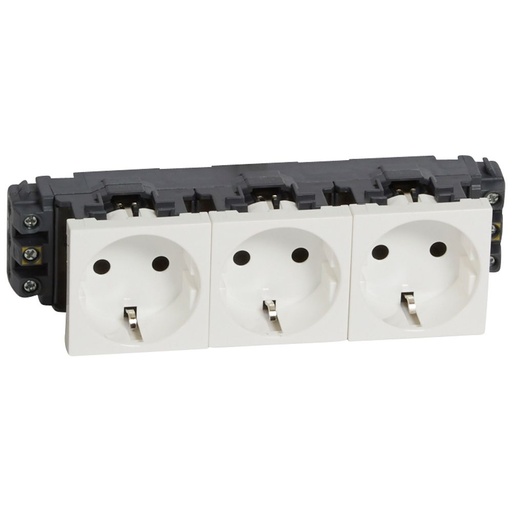 [PTG229.00474] LEGRAND 077603, Mosaic Socket, 3 x 2P+E, Connection with Side Screw Terminals, Standard, White