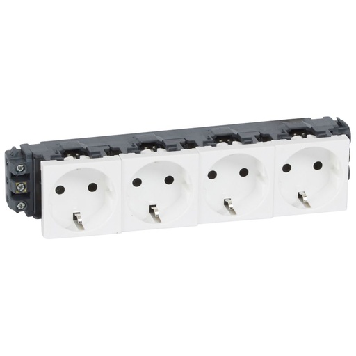 [PTG229.00475] LEGRAND 077604, Mosaic Socket, 4 x 2P+E, Connection with Side Screw Terminals, Standard, White