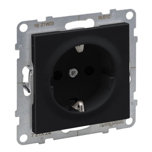 [PTG229.00610] Legrand 721424, Priza 2P+T, Term Surub, Protecție Copii, Negru