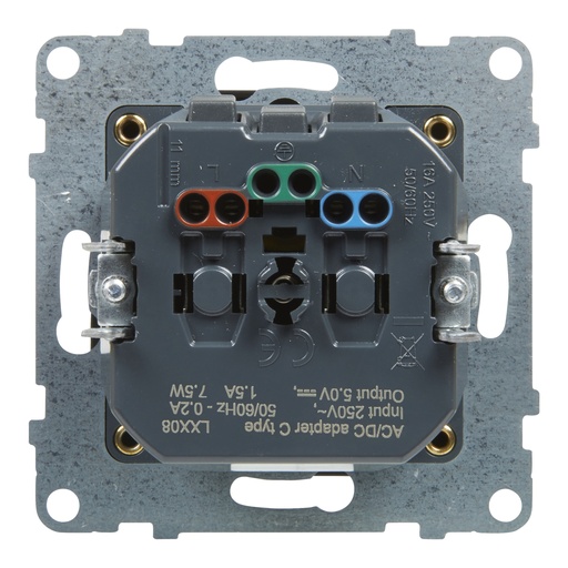 [PTG229.00618] Legrand 721489, Priza 2P+T, Standard Franța Cu Incarc USB C, Negru