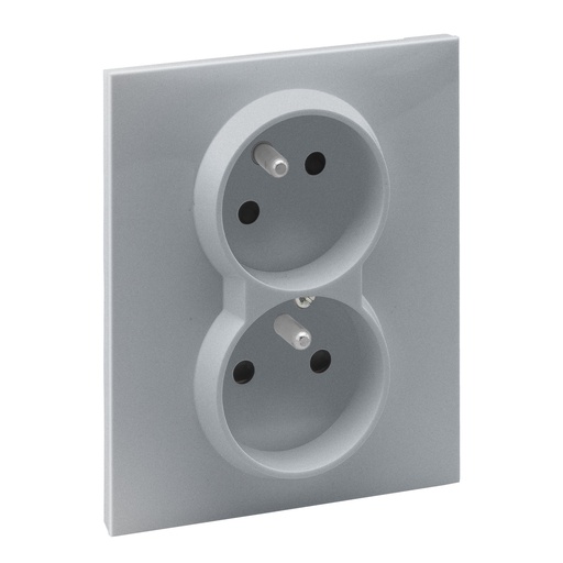 [PTG229.00654] LEGRAND 721382, Socket 2 x 2P+T, French Standard, Prot, Term Aut, Alu