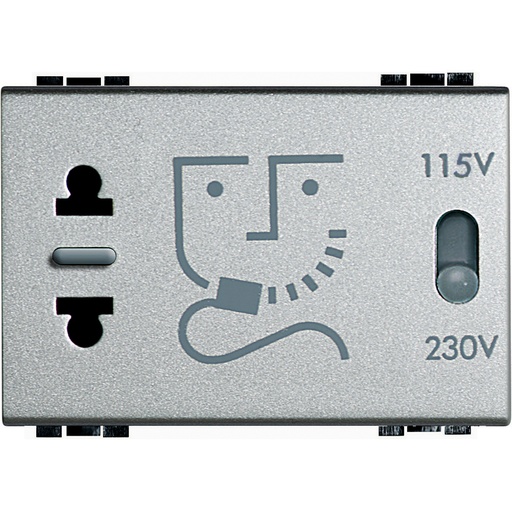 [PTG229.00675] Bticino N4177, Priză Aparat Ras Living Light 230 V, -115/230 V, Alb , 3 Module