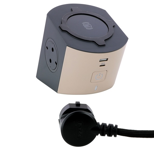 [PTG229.00700] Legrand 694500, Bloc Multipriza Mobil 2X2P+T, Si Incarcator Inductie Si USB A+C Intrerupator 2m Gri Brun-Gri, Inchis