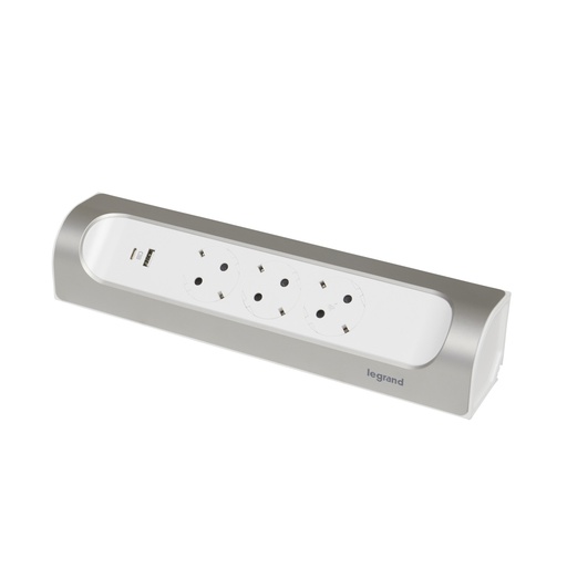 [PTG229.00704] Legrand 694504, Bloc Multipriza Unghiular 3X2P+T, si USB A+C Culoare, Aluminiu