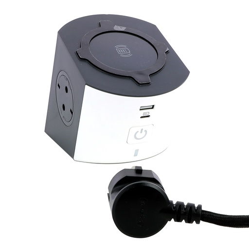 [PTG229.00706] Legrand 694506, Bloc Multipriza Mobil 2X2P+T, Si Incarcator Inductie Si USB A+C Intrerupator 2M, Alb-Negru