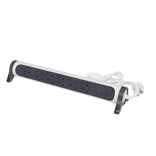 [PTG229.00709] Legrand 694509, Bloc Multipriza Mobil Premium Rotativ 6X2P+T, Spd-Supratensiune Si Intrerupator 1.5 m, Alb-Negru