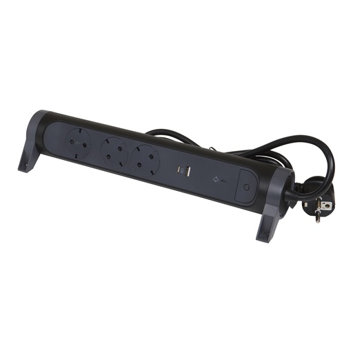 [PTG229.00712] LEGRAND 694512, Premium Mobile Multi, socket Block Rotating 3 x 2P+T Spd, surge USB A+C and Switch 1,5m Black