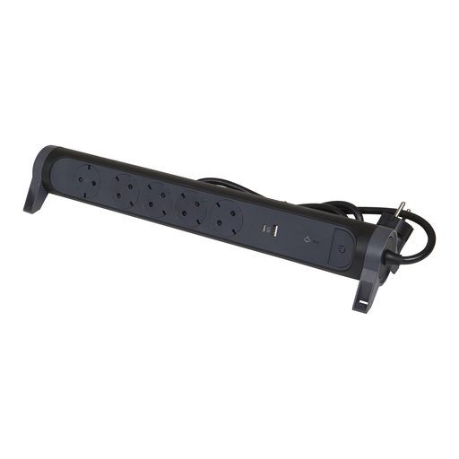 [PTG229.00714] LEGRAND 694514, Premium Mobile Multi, socket Block Rotating 5 x 2P+T Spd, surge USB A+C and Switch 1,5m Black