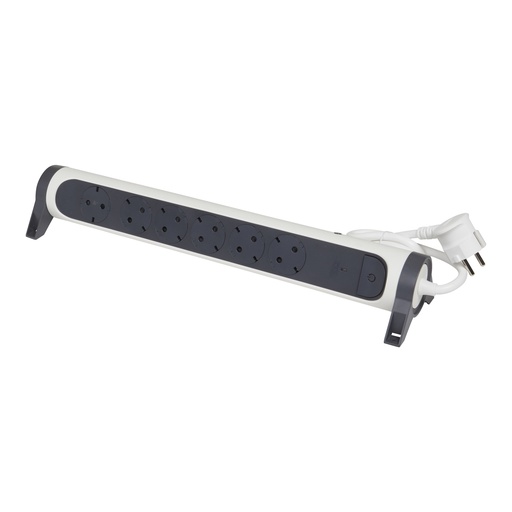 [PTG229.00717] Legrand 694526, Bloc Multipriza Mobil Premium Rotativ 6X2P+T, Mcb-Suprasarcina Cu Indicator Consum Si Intrerupator 1.5 m, Alb-Negru