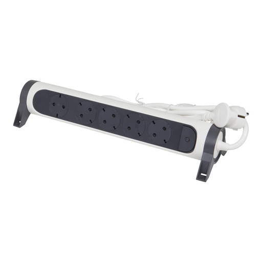 [PTG229.00722] Legrand 694531, Bloc Multipriza Mobil Premium Rotativ 5X2P+T, Cu Intrerupator 1.5 m, Alb-Negru