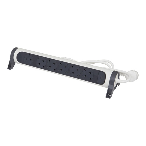 [PTG229.00724] Legrand 694533, Bloc Multipriza Mobil Premium Rotativ 6X2P+T, Cu Intrerupator 1.5 m, Alb-Negru
