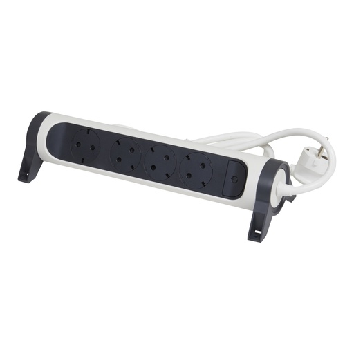 [PTG229.00727] LEGRAND 694536, Premium Mobile Multi, Socket Block Rotating 4 x 2P+T with Switch 3m Black, white