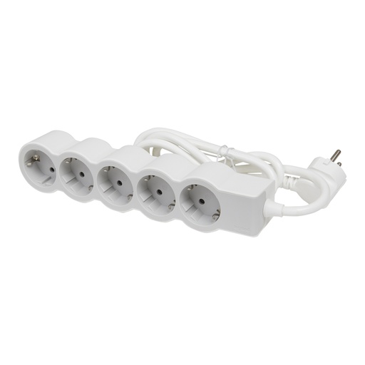 [PTG229.00754] LEGRAND 694563, Mobile Multi, Socket Block Standard 5 x 2P+E 3m White, gray