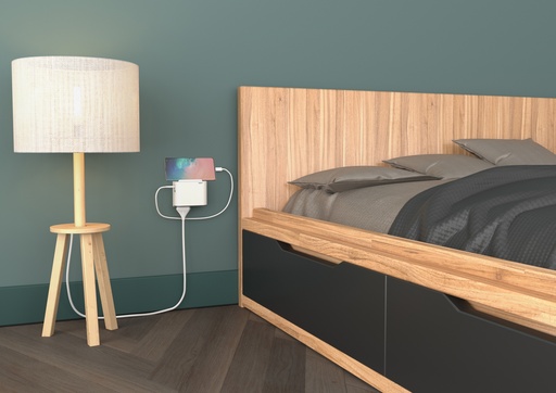 [PTG229.00773] Legrand 049401, Bloc Prize Laterale 2P 6A Si USB A+C Cu Suport Pt Telefon Alb-Gri, Inchis