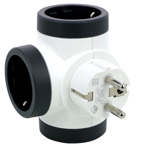 [PTG229.00779] LEGRAND 694521, Triple Socket Block Side Outputs Premium Rotary 2P+E 16A Black, white