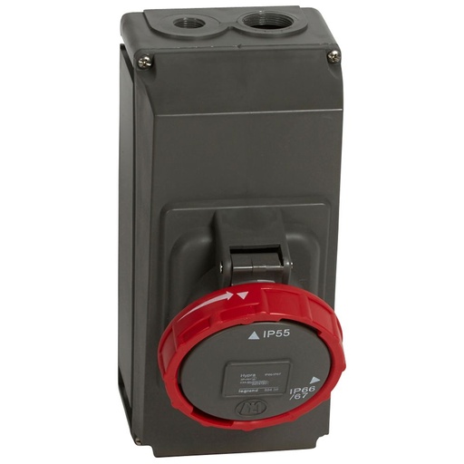 [PTG229.00837] LEGRAND 059438, Hypra Surface-mounted Socket, IP 66/67/55, 380/415 V, 63 A, 3P+N+E, Plastic
