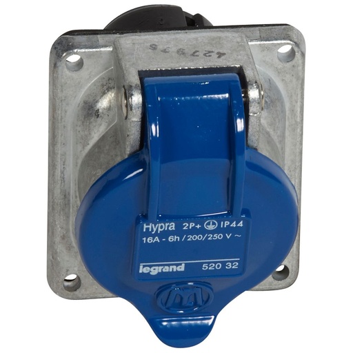 [PTG229.00875] LEGRAND 052032, Socket for Inclined Panel Mounting Hypra, IP 44, 200/250 V, 16 A, 2P+E, metal