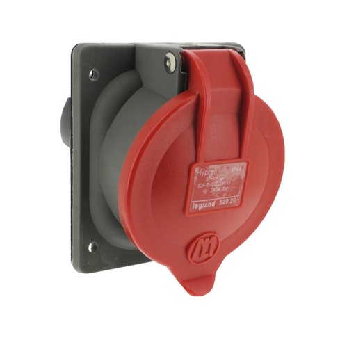 [PTG229.00887] LEGRAND 052920, Panel Mounting Socket with Hypra Fixing Center, IP44, 380/415 V, 32 A, 3P+N+E, plastic