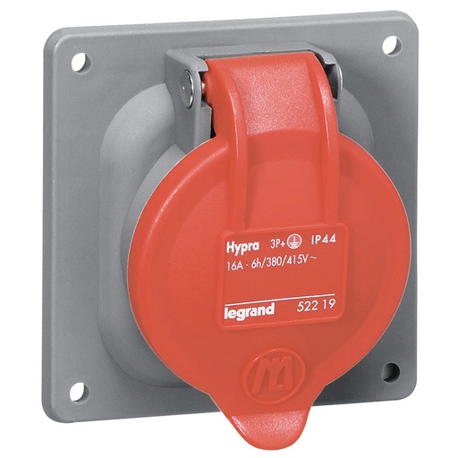 [PTG229.00893] LEGRAND 053823, Hypra Inclined Panel Mounting Socket, IP44, 380/415 V, 63 A, 3P+E, plastic