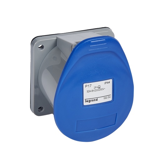 [PTG229.00902] LEGRAND 058054, Interlocking Socket with Switch P17, IP44, 200/250 V, 32 A, 2P+E