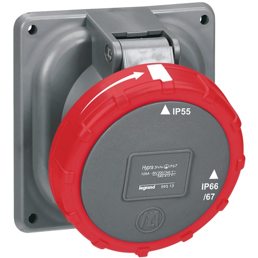 [PTG229.00906] LEGRAND 059513, Hypra Tilting Switchboard Door Socket, IP 66/67/55, 380/415 V, 125A, 3P+N+E, Plastic