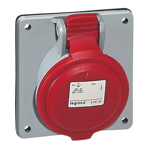 [PTG229.00915] LEGRAND 555288, Socket for Panel Door, Tilting Mechanism P17, IP44, 380/415 V, 32 A, 3P+E