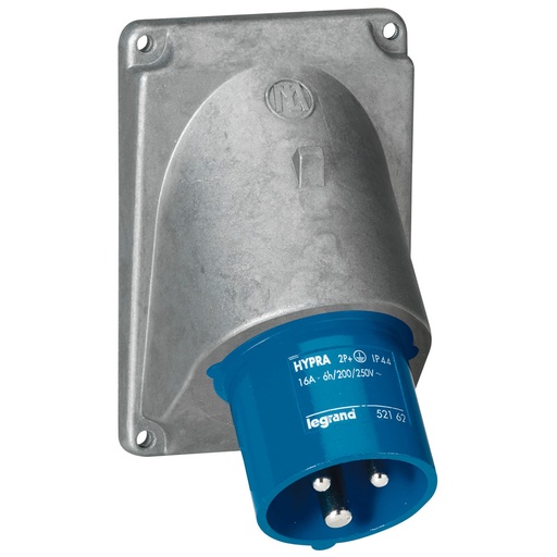 [PTG229.00933] Legrand 052162, Intrare Panou Aparent Hypra IP 44 200/250 V, 16 A 2P+E, Metal
