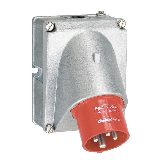 [PTG229.00937] Legrand 052164, Intrare Panou Aparent Hypra IP 44 380/415 V, 16 A 3P+N+E, Metal