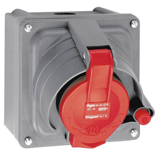 [PTG229.01030] LEGRAND 052904, Hypra Panel, mounted Prisinter Socket, IP44, 380/415 V, 32 A, 3P+N+E, Plastic