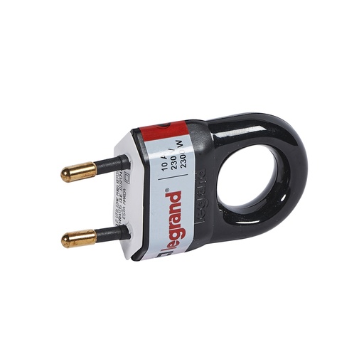 [PTG044.00012] Legrand 050314, Fişă 2P, 10 A, Cu Inel De Extragere, Neagră, Cu Etichetare Gencod