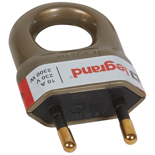 [PTG044.00030] Legrand 050313, Fișă 2 Poli 10 A Inel De Plastic Bronz
