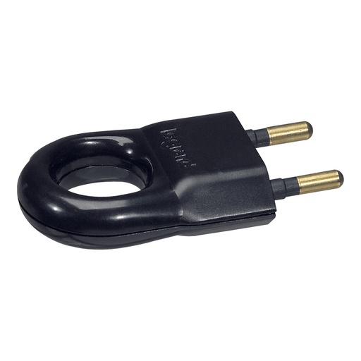 [PTG044.00061] Legrand 050163, Fişă 2P, 6 A, Cu Inel De Extragere, Neagră, Cu Etichetare Gencod