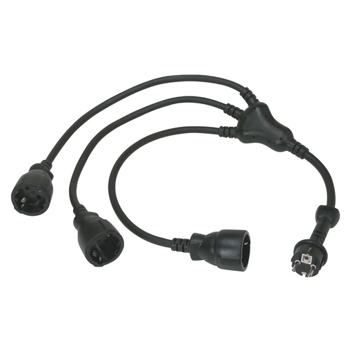 [PTG044.00082] Legrand 050377, Multipriză tip Caracatita 3X 2P+T 16A Cauciuc IK10, Negru, 0, 8 m