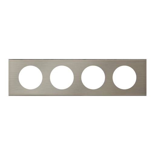 [PTG013.02051] LEGRAND 069104, Céliane Plate, Materials, 4 Modules, Brushed Stainless Steel