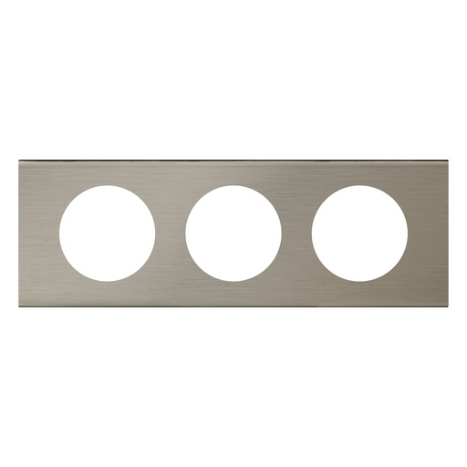 [PTG013.02053] LEGRAND 069103, Céliane Plate, Materials, 3 Modules, Brushed Stainless Steel