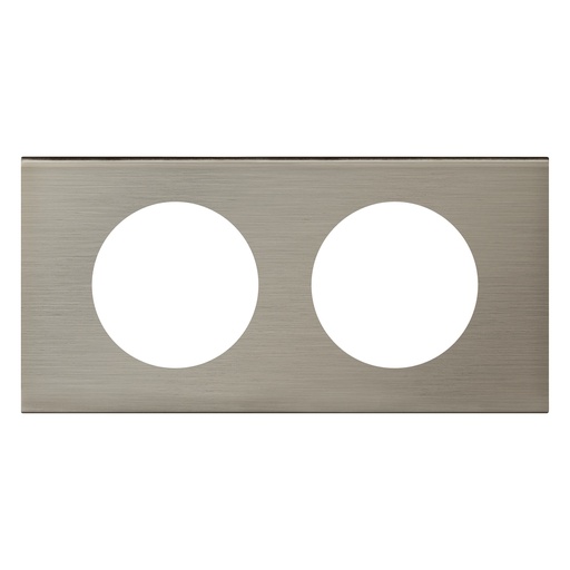 [PTG013.02055] LEGRAND 069102, Céliane Plate, Materials, 2 Modules, Brushed Stainless Steel