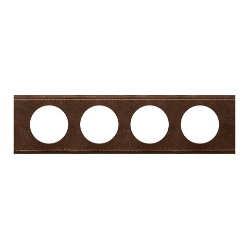 [PTG013.02111] LEGRAND 069404, Céliane Plate, Materials, 4 Modules, Textured Brown Leather