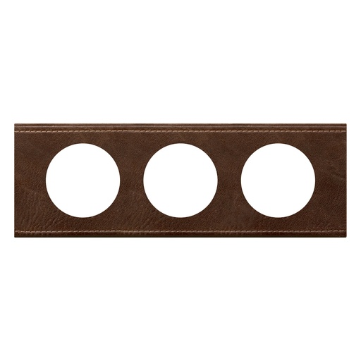 [PTG013.02112] LEGRAND 069403, Céliane Plate, Materials, 3 Modules, Textured Brown Leather