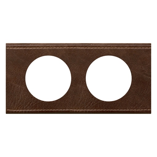 [PTG013.02113] LEGRAND 069402, Céliane Plate, Materials, 2 Modules, Textured Brown Leather