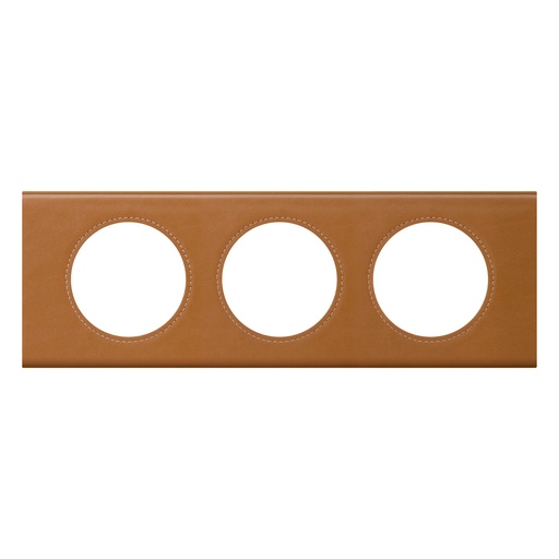 [PTG013.02117] LEGRAND 069423, Céliane Plate, Materials, 3 Modules, Caramel Leather