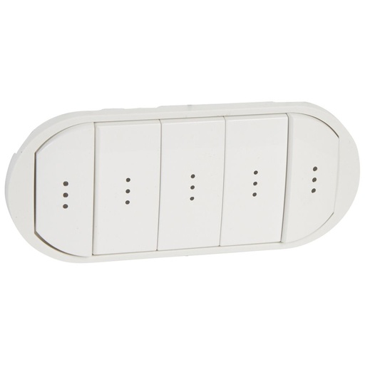 [PTG032.00290] LEGRAND 068020, Céliane Plate, 5-Command Compact Switch/Button with Light Indicator, Large Key, White